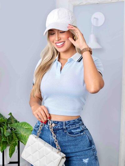 Camiseta polo kany celeste